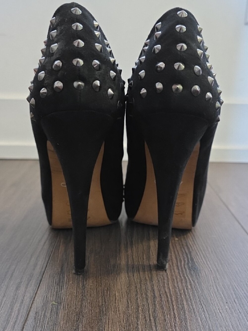 Aldo Black Suede Studded Pointed-Toe Pumps - Picture 4 of 4